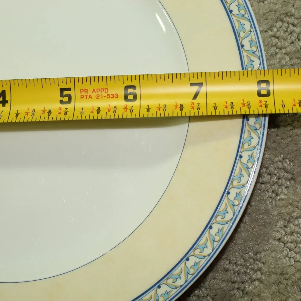 Set of 4 Alfold Yellow Blue Filigree Hungarian Porcelain 8